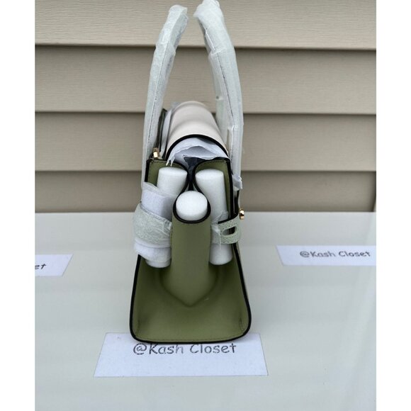 Michael Kors satchel purse carmen medium flap bag color block light sage multi - Picture 7 of 11